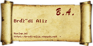 Bródi Aliz névjegykártya